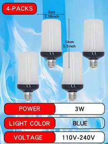 1 pieza/2 piezas/3 piezas/4 piezas Bombillas de luz con efecto de llama LED, bombillas de luz parpadeante amarilla/azul con efecto invertido, 4 modos de bombillas de luz de fuego, base E26/E27 para decoración de Halloween, Navidad, fiestas, interiores y exteriores del hogar - Lámpara de llama - Ver 12