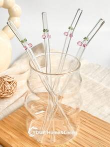 1/2/4/6/8 Piezas Conjunto de Pajitas de Vidrio Reutilizables con Decoración de Corazón Rosa, Pajitas de Vidrio Curvas Claras y Lindas con Cepillo de Limpieza, para Vasos de Agua, Accesorios de Cocina, Decoración de Pajitas, Bebidas Frías, Leche, Té, Café, Batidos, Cocinas, Restaurantes, Fiestas de Cócteles, Regreso a Clases, Regalos Divertidos para Novias/Novios, Padres, Amigos, Suministros Navideños, Año Nuevo, Día de San Valentín. - Rosa D - Ver 13