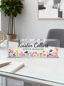 Personalized Acrylic Desk Nameplate With Succulent Floral Design,Contemporary Style Office Decor, Ideal For Bedroom, Custom Name Psychologist Office Sign For Desk, Non-Electric, Perfect For Christmas And Halloween Gifts - Multicolor - View 27