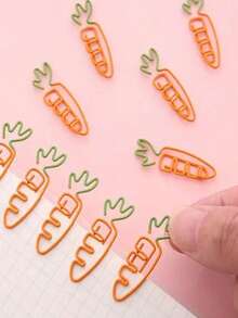 5/10/20/30/100pcs Carrot Shaped Metal Paper Clips - Cute Orange And Green Folder Clips, Suitable For Office, School And Home Use, Durable Metal Memo Clips For Organizing Documents, Stationery And Crafts, School Supplies, Vibrant Design, Sturdy Structure - Multicolor - View 1