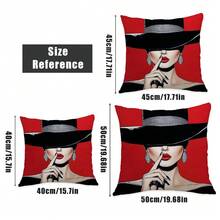 MEMNUN 1pc Red Lip Print Throw Pillow Cover, 17.7*17.7in(45*45cm)/19.69*19.69in(50*50cm)/15.75*15.75in(40*40cm), Single-Sided Printing, Dog Paw Farmhouse Style Polyester Cushion Cover, Perfect Gift For Family And Friends, Suitable For All Seasons - Multicolor - View 3