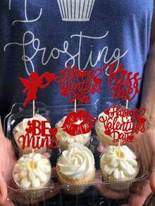 20/10 món đồ trang trí bánh ngày Valentine: Đồ trang trí bánh cupcake hình trái tim, môi và nụ hôn của thần Cupid lấp lánh, trang trí bánh kem chủ đề ngày Valentine cho tiệc cưới. - Nhiều màu - Xem 2