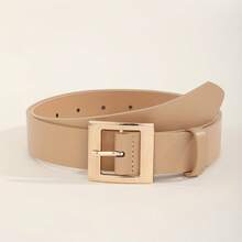Classic Square PU Belt Classic Embossed Solid Color Jeans Pants Waistband Casual Coat Girdle Women - Cá sấu trắng - Xem 4