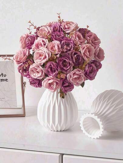 1pc Geometric White Flower Vase, Vases For Decor, Vase For Flowers, Table Centerpiece, Home/Living Room Decor