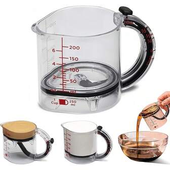 4-In-1 Adjustable Measuring Cup - Multi-Functional Up Cup Measuring Cup, With Adjustable Base & Scraper-Style Seal Base, Space-Saving Easy To Clean For Cooking And Baking & Ingredients