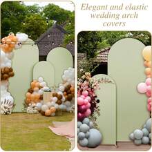 4ft, 5ft, 6ft, 6.6ft, 7.2ft Arch Backdrop, Light Green Double-Sided Stretch Fabric, Suitable For Wedding Arch, Dome Arch Backdrop, Also For Birthday Party And Wedding Arch Frame Decor (Excluding Stand, Fabric Only) - Olive Green - View 9
