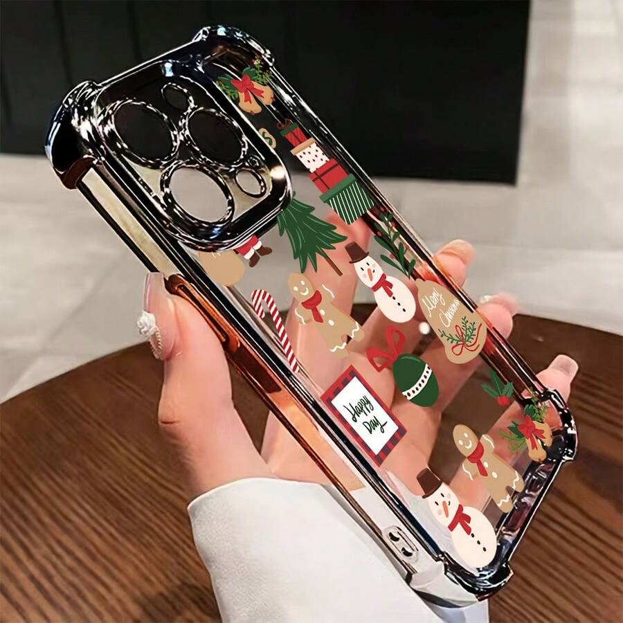 Funda de Teléfono de Navidad para 17 17 16e 17 16 15 14 13 12 11 Pro X XR XSMAX 8 Plus, Cubierta Trasera Transparente Suave a Prueba de Golpes - Colores mixtos - Ver 1
