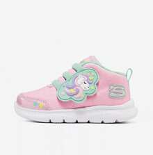 Skechers New Style Girls Cartoon Fleece Lined Casual Sports Shoes - Pink/Teal - View 2