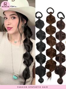 18英寸假发马尾发带发圈手工编织脏辫发饰 - 彩色 - 查看 2