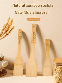 1/5pcs Customized Wooden Cooking Spoons, Suitable For All Kitchens. Salad Spatula Made Of Bamboo And Wood, Kitchen Cooking Tools, Personalized Wooden Spatula And Wooden Spoon, Three-Line Spatula, Natural Bamboo And Wood Non-Stick Surface, Multi-Functional Cooking Tools, Handmade Mother's Day Essential - Multicolor - View 3