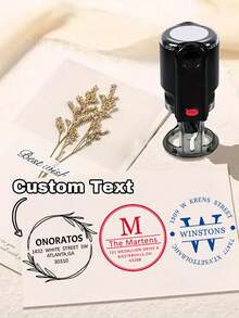 1pc Custom Text Round Address Stamp, Back To School Supplies For Kids,Address Stamps Self Inking Personalized, Customized Round Rubber Stamps, Customizable Business Stamp, 3 Ink Colors: Red/Blue/Black, Small Business Supplies, Stamper, Ink Stamp