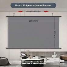 Projection Screen 4K HD Home Theater Projector Screen Manual Pull Down Movie Screen For Indoor Outdoor 60"/72"/84" - Xám - Xem 8