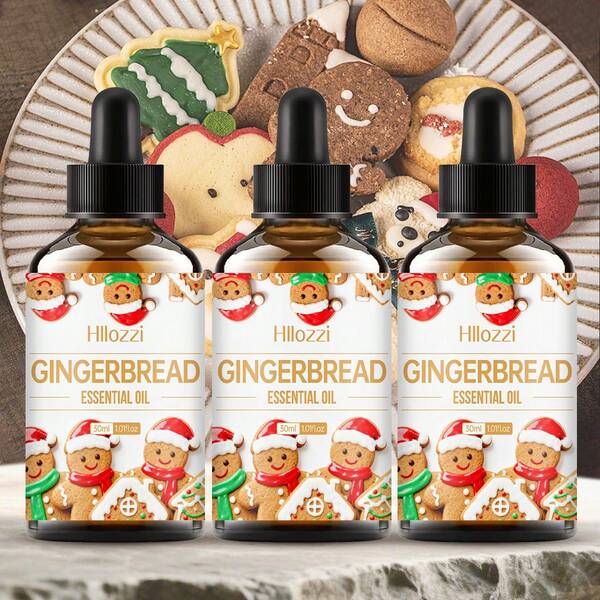 Hllozzi Gingerbread Man Essential Oil 30ml/1.01fl.Oz Rich Gingerbread Food Scent Suitable For Diffuser Essential Oils, Bedroom Humidifiers, Air Fresheners, Christmas Home Decorations And Holiday Gifts Gift Box Christmas Gingerbread Man