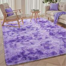 Tie-Dye Purple Shaggy Rug, With Rubber Backing, Rug Tape, Suitable For Bedrooms, Living Rooms, Dormitories, Home Decoration, Upgraded Anti-Slip, Fluffy, Moisture-Proof, Easy To Clean - Tie-dye Purple - View 2