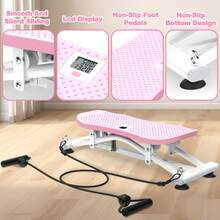 Sliding Ski Simulator With Resistance Bands - Indoor Skiing Fitness Equipment For Home Gym, With Resistance Bands & Non-Slip Base, Full-Body Cardio Training Machine For Core, Leg & Arm Workout - Pink - View 4