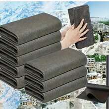 5片装神奇清洁布，无痕玻璃擦拭布，颜色：黑色或灰色，适用于：汽车玻璃、窗户、厨房、浴室、水龙头等，家务清洁布 - 黑色 - 查看 9