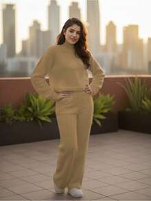 Women Two-Piece Outfits, Tall Women - Light Brown - View 2