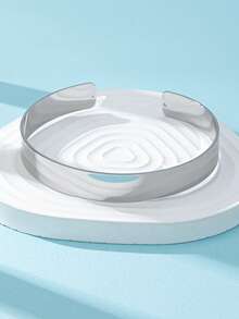 1 pieza Brazalete minimalista de plata, joyería de brazalete moderna, declaración de moda versátil