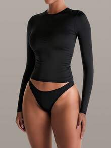 YZMJAFU 女士纯色休闲运动瑜伽上衣，适合跑步、日常锻炼、瑜伽和户外活动，女士基础款运动T恤，情人节服装