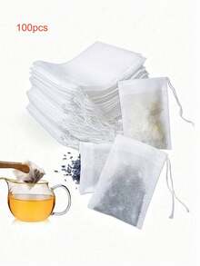 Single-Use Tea Bag; Home Tea Bag; ; Residue-Proof Soup And Braising Bag; Non-Woven Fabric With Drawstring - White - View 15