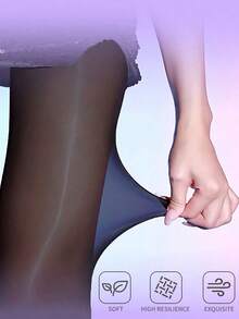 1/2 Pairs Women's Large Size Oiled Aurora Black Stockings Bottom Socks - Multicolor - View 4
