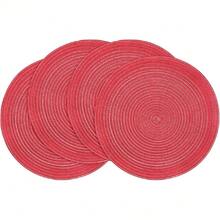 15 Inch Round Braided Placemats Set Of 4, Washable Heat Resistant Cotton Polyester Circle Place Mats For Kitchen Dining Table - Dark Red,26584011 - 紅色 - 查看 1