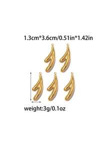 3 pièces/Paquet Accessoires de pendentif de branche inclinée en forme de goutte d'eau asymétrique en acier inoxydable 304 - accessoires pour branches d'arbres fourchues - Voir 4