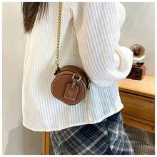 Lucky-Bag Western Leather Round Bag For Women Retro Leather Top Handle Casual Bag Cowhide Handheld Round Bag - Brown - View 4