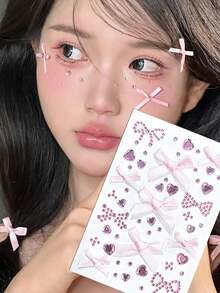 1 miếng dán hình bướm đính đá, 1 miếng dán hình trái tim đính đá, 5 màu: Hồng, Đỏ, Xanh dương, Tím và Trắng, Miếng dán trang trí mặt hình bướm đính đá, Miếng dán mặt hình trái tim và hình tròn, Miếng dán mặt, Miếng dán mặt tự làm, Miếng dán trang điểm dưới mắt, Miếng dán kim cương pha lê, Miếng dán trang điểm - Nhiều màu - Xem 5