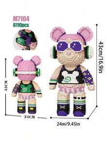 Christmas Decoration 7220pcs 16.9in/43cm DIY Assembled Large Building Blocks Toy, Half Cutaway Mechanical Bear Puzzle For Adults, Creative Home Decor, Stress Relief Toy, Valentine's Day, Birthday, Christmas, New Year Gift For Him & Her Room Decoration - Multicolor - View 11