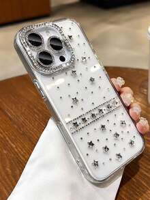 Ốp lưng điện thoại bằng silicon mềm trong suốt dễ thương đính nơ ngọc trai 3D sang trọng tương thích với iPhone 17 Pro Max Air 16 15 14 13 12 11 Pro Max MiNi XR X XS Max 7 8 Plus - Ngôi sao kim cương - Xem 7