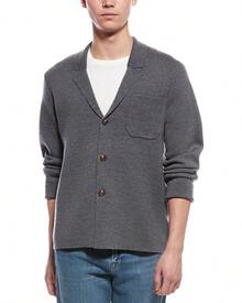 Bruno Magli Merino Wool Cardigan - Xám - Xem 1