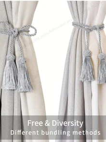 Prendedores de cortina decorativos com borlas, ideais para sala de estar, quarto, escritório e decoração de casa. - Multicolorido - Ver 3