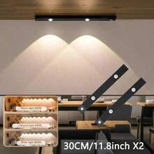 1pc/set Ultra-thin Usb Rechargeable 3 Light Colors Led Sensor Cat Eye Hill Lamp, Available In 7.87in / 11.8in / 15.75in / 19.7in - Black - View 15