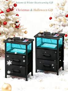 ✨LAKEMID Nightstand Set Of 2 , Night Stand With Drawer, Side Tables Bedroom, End Table For Living Room, Office|Enhanced Design|Suitable For Pet-Owning Households|Autumn & Winter Heartwarming Gift|Christmas & Halloween Gift|Newly Upgraded Thickened Edition|Thanksgiving Day|Celebration Gifts|NYE Party Gifts|Lunar New Year 2026|New Year's Eve|Valentine's Gifts|Made Me Buy It: Must-Haves To Stock Up On✨ - 黑色 - 查看 11