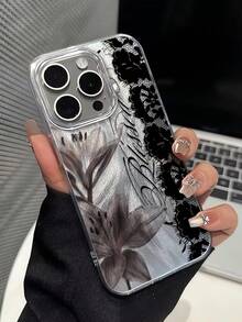 1pc Fashionable Korean Style Lace Flower Slogan Graphic Aesthetic Feather Laser Waterproof Anti-Fingerprint Anti-Scratch Transparent IMD Soft Glossy Smooth Phone Case Compatible With IPhone 16 ProMax/16/16 Pro/16 Plus/15/15 ProMax/15 Pro/11/12/13/14 ProMax/11 ProMax/12 Pro/12 ProMax/13 Pro/13 ProMax/14 Pro/14 ProMax, Chic & Creative - Multicolor - View 4