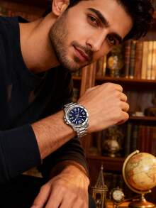 Men's Stainless Steel Strap Analog Quartz Watch, Casual Decoration, Men's Gift MTP-VD01D-2B - Blue Suit - View 7