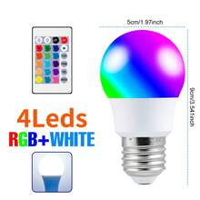 25W LED Smart Bulb RGB With Remote Control E27/E26 Colorful Indoor 220V/110V Multi-Color Changing Dimmable Recessed Ceiling 5W Bedroom Holiday Night Decoration 15W 4 Flashing Modes Party Bar Spotlight 20W Living Room Gaming Backlight Atmosphere Light 10W - RGB Bulb-with 24key Remote(E27/E26) - View 16
