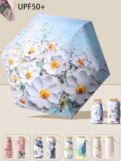 小型折叠伞，迷你口袋防水便携旅行伞，女士防晒防紫外线二合一迷你60折超轻便携伞，迷你旅行伞，晴雨两用小巧便携伞，遮阳防风