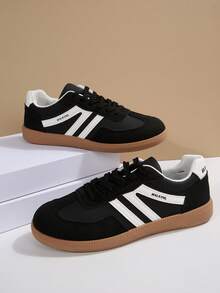 2025春季新款时尚女式白色滑板鞋，透气休闲运动鞋，韩版ins风 - 黑色 - 查看 7