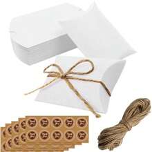 10个/30个/50个装可折叠牛皮纸枕形礼盒，配麻绳，感谢礼盒，适用于婚礼、新娘送礼会、生日、新年和节日礼品包装盒 - 彩色 - 查看 7
