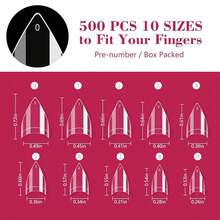 500PCS Short Stiletto Nail Tips For Acrylic Nails Professional, Extra Short Clear False Nails French Tips Artificial Nail Extension For Manicure Nail Salon Supplies DIY Home,10 Sizes{Inchcolorinch:InchClearinch} - Clear - 查看 7