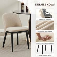 strundghti Upholstered Dining Chairs Set Of 2/4/6,Modern Fabric Kitchen Side Chairs With Thick Cushions And Wood Legs,Comfy Dining Room Chairs With Curved Backrest For Restaurant/Cafe - Beige-4 pcs - View 7