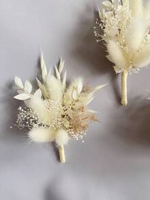 迷你干花花束，花瓶插花迷你干花，节日礼物，花瓶插花，婚礼中心装饰，DIY鲜花，波西米亚风迷你花束 - 米色5 - 查看 3