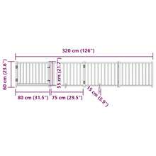 vidaXL 4-Tlg. Hundetor Mit Tür Faltbar Weiß 320 Cm Massivholz Tanne - Bianco - Visualizzare 11