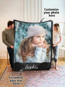 1pc Customized Photo Blanket , Personalized Photo Blanket , Personalized Photo Memory Blanket, Blanket Use For Bedding/Sofa/Indoor/Outdoor, Customized Christmas Gifts ,Friend Gift ,Family Gift, Birthday Gifts, Wedding Gifts, Gift For Friend, Gift For Her,Gift For Girlfriend, Gift For Mom/Dad Washable Cute,Funny Custom,Unique,Personalized Ideal Gifts For Boyfriend,Ideal Gifts For Girlfriend,Ideal Gifts For Him,Ideal Gifts For Friends Boyfriend,Girlfriend,Friends Sofa,Bed,Car,Tea Room,Bedroom,Living Room,Bathroom,Dining Room,Breathable,Lightweight,Washable,Funny,Cute,Love,Soft,Comfortable,Elegant,Simple,Custom,Personalized,Unique,Ideal Gifts For Him,Ideal Gifts For Her,Him,Her,Boyfriend,Girlfriend,Dad,Mom,Family,Friends,For Anniversaries,For Mother's Day,For Birthdays,For Valentine's Day - Kiểu 1 - Xem 1