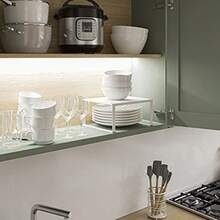 Kitchen Cabinets1 White Metal Kitchen Cabinet and Counter Top Organizer Shelf 13 inch wide 11 inch deepKitchen Cabinets - blanco - Ver 2