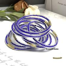 Set de 9 piezas de pulseras de colores con cuentas, estilo princesa de múltiples capas, aptas para que las mujeres las usen en fiestas de Navidad - Cuentas de arroz - Ver 19