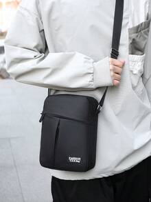 Large Capacity Fashion Men's One Shoulder Diagonal Messenger Bag, Multi-Functional Adjustable Strap Zipper Closure, Multi-Compartment Practical Storage Men's Bag Pouch