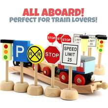 1 Box Wooden Traffic Safety Sign Toys, Wooden Role Play Toys, Traffic Signs And Signal Lights | Educational Toys, Car Accessories, Birthday Gift, Christmas Gift, Suitable For Boys And Girls 3+ Years Old - Wooden Toys - View 6
